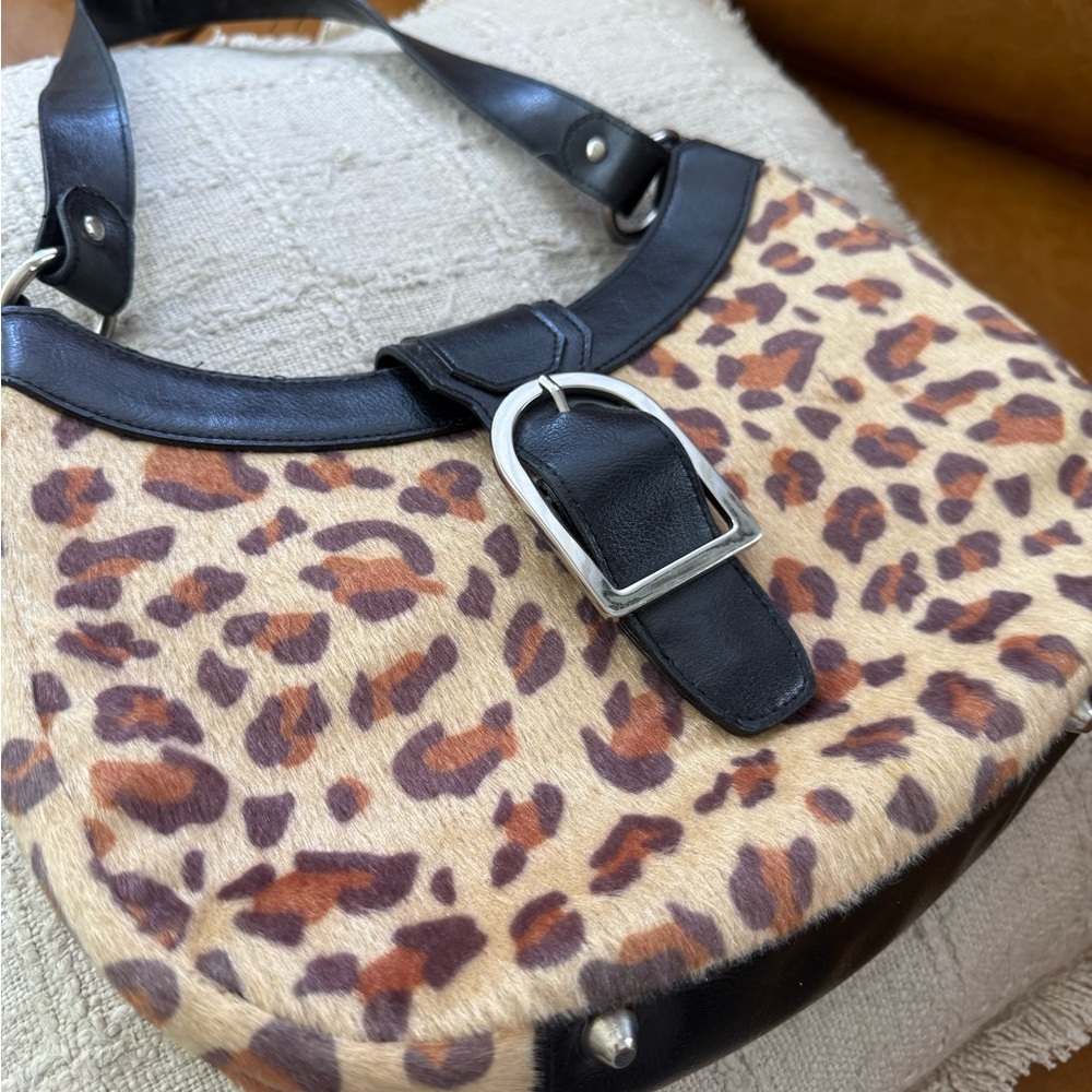 Leopard Print Hobo Bag with Black Trim